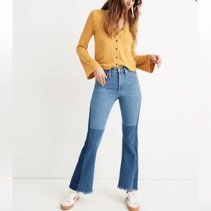 Madewell x ISKO Patchwork Rigid Flare Jeans